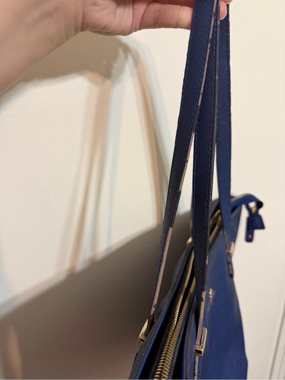 kate spade Blue Saffiano Leather Tote with Gold Accent - Picture 2 of 6